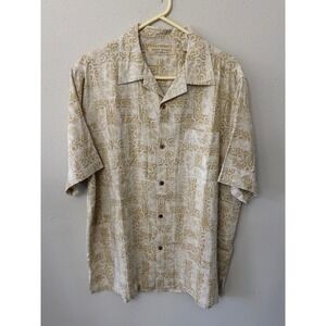 Island Republic Mens sz XL Silk Rayon Blend Camp Shirt Tribal resortwear beach
